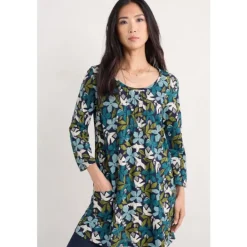 Seasalt Cornwall Busy Lizzy 3/4 Sleeve Slub Jersey Tunic-Women Tunics