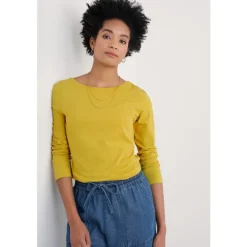 Seasalt Cornwall Easel Long Sleeve Top in GOTS-Certified Organic Cotton Jersey-Women Tops | T-shirts