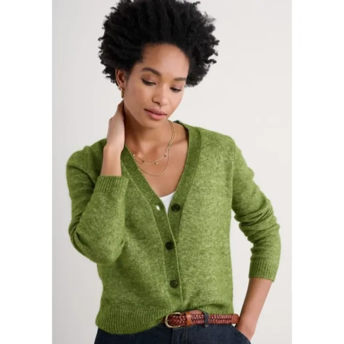 Seasalt Cornwall Etching V-Neck Cardigan Contains Mohair-Women Knitwear