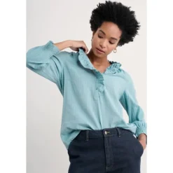 Seasalt Cornwall Feather Star Checked Top-Women Tops | Shirts & Blouses