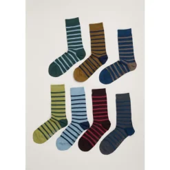 Seasalt Cornwall Gift Box of 7 Men's Striped Sailor Socks- Socks
