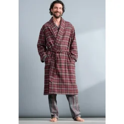 Seasalt Cornwall Men's Deckhand Checked Flannel Robe- Nightwear