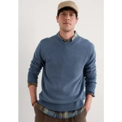 Seasalt Cornwall Men's Mainbrace Organic Cotton V-Neck Jumper- Knitwear