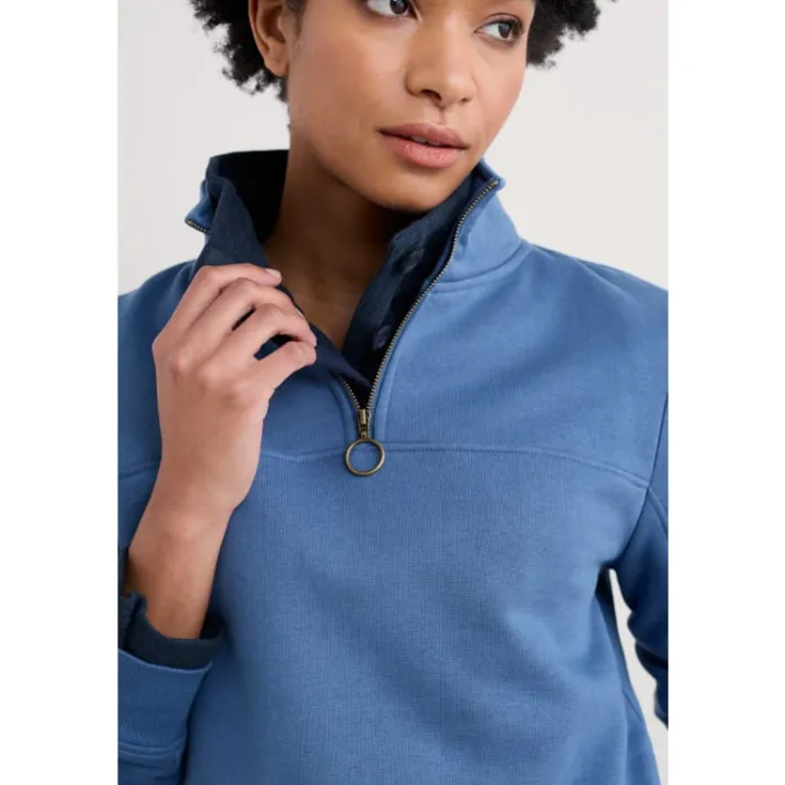 Seasalt Cornwall Navigation Jersey Quarter Zip Sweatshirt-Women Tops | Sweatshirts