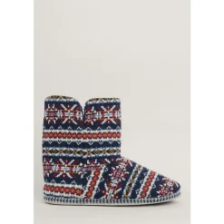 Seasalt Cornwall Northaway Men's Fair Isle Fleece Lined Slipper Boots- Nightwear | Slippers