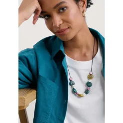 Seasalt Cornwall Picture Leaf-Shaped Beaded Necklace-Women Jewellery