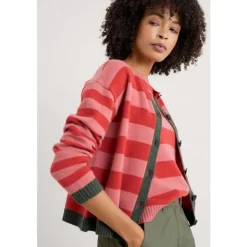 Seasalt Cornwall Pinwell Striped Cardigan Made With Lambswool-Women Knitwear
