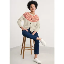 Seasalt Cornwall Port Kinnis Fair Isle Cardigan With Merino-Women Knitwear