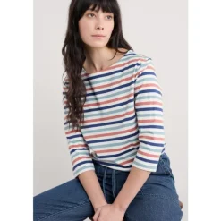 Seasalt Cornwall Sailor 3/4 Sleeve Top in GOTS-Certified Organic Cotton Jersey-Women Tops | T-shirts