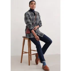 Seasalt Cornwall Shallow Sun Checked Longline Shirt-Women Shirts & Blouses