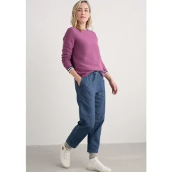Seasalt Cornwall Sholl Denim-Linen Joggers-Women Trousers & Leggings | Jeans