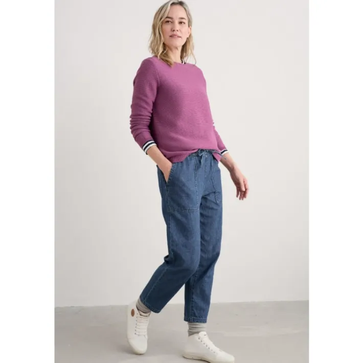 Seasalt Cornwall Sholl Denim-Linen Joggers-Women Trousers & Leggings | Jeans