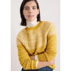 Seasalt Cornwall Spruce Frost Mohair-Blend Fair Isle Jumper-Women Knitwear