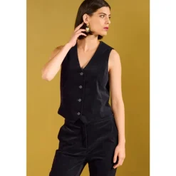 Seasalt Cornwall Star Rock Cotton Moleskin Fitted Waistcoat-Women Coats & Jackets