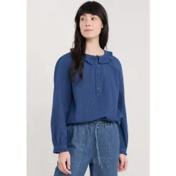 Seasalt Cornwall Sunbeam Checked Chambray Top-Women Tops