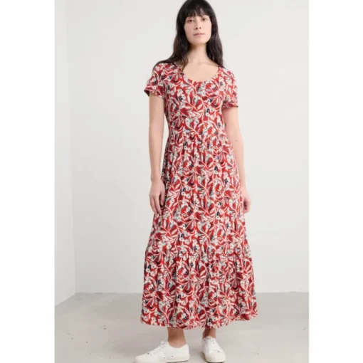 Seasalt Cornwall Tor View Short Sleeve Tiered Jersey Dress-Women Dresses