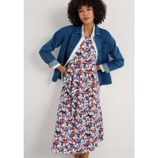 Seasalt Cornwall Veronica Short Sleeve Midi Dress in GOTS-Certified Organic Cotton-Women Dresses
